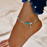 Lianfudai Christmas gifts ideas Gold Metal Shell Coconut Tree Female Anklets Barefoot Sandals Foot Summer Double Layers Anklets On Foot Ankle Bracelets