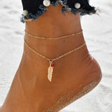 Lianfudai Christmas gifts ideas Gold Metal Shell Coconut Tree Female Anklets Barefoot Sandals Foot Summer Double Layers Anklets On Foot Ankle Bracelets