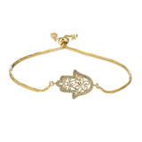 Lianfudai  Gold/Rose Gold Adjustable Chains Bracelets Greek Evil Eye Of Fatima Hamsa Hand Bracelets For Women Men