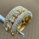 Lianfudai Christmas gifts ideas Luxury Male Female Rings Gold Bling Bling Hip Hop Punk Zircon Ring Cuban Link Chain Exaggerated Street Artist Ring For Women Men