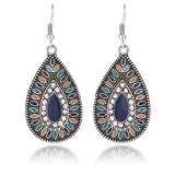 Lianfudai Christmas gifts ideas Bohemian Water Drop Earrings For Women Ethnic Vintage Long Resin Handmade Hanging Earring Female Indian Jewelry Bridal Gifts