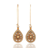 Lianfudai Christmas gifts ideas Bohemian Water Drop Earrings For Women Ethnic Vintage Long Resin Handmade Hanging Earring Female Indian Jewelry Bridal Gifts