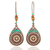 Lianfudai Christmas gifts ideas Bohemian Water Drop Earrings For Women Ethnic Vintage Long Resin Handmade Hanging Earring Female Indian Jewelry Bridal Gifts