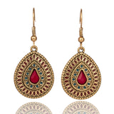 Lianfudai Christmas gifts ideas Bohemian Water Drop Earrings For Women Ethnic Vintage Long Resin Handmade Hanging Earring Female Indian Jewelry Bridal Gifts