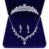 LIANFUDAI Luxury Noble Crystal Leaf Bridal Jewelry Sets Rhinestone Crown Tiaras Necklace Earrings Set for Bride African Beads Jewelry Sets