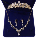 LIANFUDAI Luxury Noble Crystal Leaf Bridal Jewelry Sets Rhinestone Crown Tiaras Necklace Earrings Set for Bride African Beads Jewelry Sets