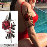 Lianfudai Waterproof Temporary Tattoo Sticker Flower Rose Flash Tattoos Lalash Tattoos Snake Lion Body Art Arm Fake Sleeve Tatoo Women