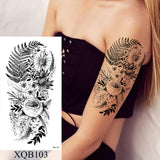 Lianfudai Waterproof Temporary Tattoo Sticker Flower Rose Flash Tattoos Lalash Tattoos Snake Lion Body Art Arm Fake Sleeve Tatoo Women