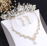 Lianfudai bridal jewelry set for wedding  Noble Crystal Bridal Jewelry Sets Vintage Gold Fashion Wedding Jewelry Tiara Necklace Earrings for Bride Hair Ornaments