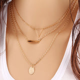 LIANFUDAI Vintage Multilayer Crystal Pendant Necklace Women Gold Color Beads Moon Star Horn Crescent Choker Necklaces Jewelry New