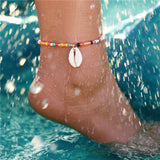 Lianfudai Bohemian Colorful Turkish Eyes Anklets for Women Gold Color Beads Summer Ocean Beach Ankle Bracelet Foot Leg Jewelry