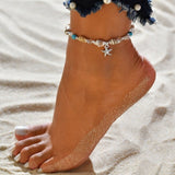 Lianfudai Bohemian Ocean Wave Whale Tail Anklet Bracelets Women Beach Silver Color Ankle Chain Foot Bracelet Summer Jewelry