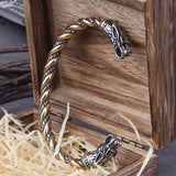 Lianfudai gifts for women Stainless Steel Nordic Viking Norse Dragon Bracelet Men Wristband Cuff Bracelets with Viking Wooden Box