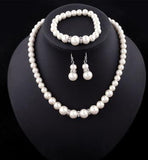 LIANFUDAI Pearl Jewelry Set Simulated Pearl Double Layer Women Earrings Necklace Bracelet Sets for Wedding N271