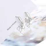 Lianfudai New Lovely Earring For Women Girls Bead Star Tassel Earrings Gold Silver Color Small Huggie Hoop Earring Oorbellen Gifts