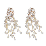 Lianfudai Christmas gifts ideas za Fashion Boho Crystal Earrings For Women New Rhinestone Statement Pearl Drop Earrings Bijoux Wholesale