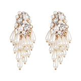 Lianfudai Christmas gifts ideas za Fashion Boho Crystal Earrings For Women New Rhinestone Statement Pearl Drop Earrings Bijoux Wholesale