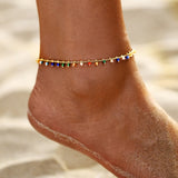 LIANFUDAI Fashion Colorful Seed Beads Cowrie Shell Ankle Bracelet Summer Ocean Beach Anklets for Women Foot Leg Bracelet Jewelry