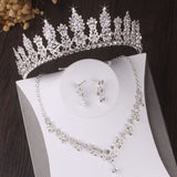 Lianfudai bridal jewelry set for wedding  Luxury Floral Crystal Bridal Jewelry Sets Rhinestone Tiara Crown Necklace Earrings Set Wedding African Beads Jewelry Set