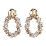 Lianfudai Christmas gifts ideas za Fashion Boho Crystal Earrings For Women New Rhinestone Statement Pearl Drop Earrings Bijoux Wholesale