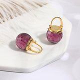 Lianfudai Vanssey Luxury Fashion Jewelry Purple Austrian Crystal Ball Heart Drop Earrings Wedding Party Accessories for Women New