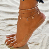 LIANFUDAI 3pcs/set Gold Color Simple Chain Anklets For Women Beach Foot Jewelry Leg Chain Ankle Bracelets Women Accessories