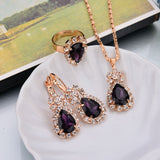 LIANFUDAI Water Drop White Blue Red Purple Black Rhinestones  Jewelry Sets For Women Pendant/Necklace/Earrings/Rings