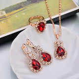 LIANFUDAI Water Drop White Blue Red Purple Black Rhinestones  Jewelry Sets For Women Pendant/Necklace/Earrings/Rings