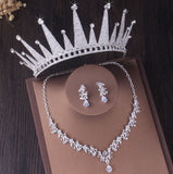 Lianfudai bridal jewelry set for wedding Luxury Sparkling Crystal Floral Bridal Jewelry Sets Rhinestone Tiaras Crown Necklace Earrings Wedding African Beads Jewelry Set
