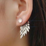 Lianfudai gifts for women  New Fashion Simulated Pearls Pendient  Angel Wings Leaf Feather Flowers Stud Earrings For Women Wedding Jewelry