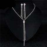 LIANFUDAI Long Tassel Wedding Jewelry Sets AB Color Crystal Necklace Earrings set Gifts for Women Dating Party Dresses Accessories