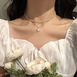 Lianfudai 15 Style Simple Pearl Bead Chain Choker Necklace Crystal Leaf Tassel Necklace For Women Fashion Sex Jewelry Prom Accessories