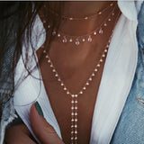 Lianfudai jewelry gifts for women hot sale  New Vintage Crystal Geometry Star Moon Lock Necklace For Women Boho Multi-level Pendants Necklaces Chokers Jewelry Gift