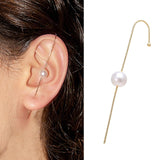 LIANFUDAI Fashion Crystal Zirconia Stud Earrings For Woman Geometric Cross Chain Hook Earrings Pearl Cuff Earrings Climber Earrings Gifts