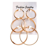 Lianfudai bridal jewelry set for wedding Big Circle Hoop Earrings For Women Simple Punk Ear Rings Brincos Round Acrylic Pearl Earring Set Fashion Jewelry Party Gift