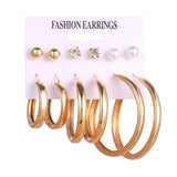 Lianfudai bridal jewelry set for wedding Big Circle Hoop Earrings For Women Simple Punk Ear Rings Brincos Round Acrylic Pearl Earring Set Fashion Jewelry Party Gift