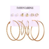 Lianfudai bridal jewelry set for wedding Big Circle Hoop Earrings For Women Simple Punk Ear Rings Brincos Round Acrylic Pearl Earring Set Fashion Jewelry Party Gift