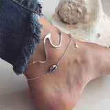LIANFUDAI Bohemian Silver Color Anklet Bracelet On The Leg Fashion Heart Female Anklets Barefoot For Women Leg Chain Beach Foot Jewelry