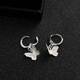 Lianfudai Long Tassel Butterfly Drop Earrings Silver Color Fashion Hanging Women Earrings Summer Jewelry Girls Party Gift