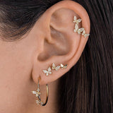 Lianfudai  Crystal Butterfly Undefined Earring Set  Trend Mixed Circle Earrings For Women Small Piercing Stud Boho Jewelry