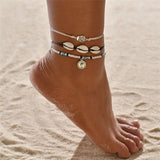 Lianfudai Anklets for Women Girls Foot Jewelry Holiday Beach Barefoot Sandals Bracelet on the leg Ankle strap Bohemian Shell Anklet