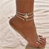 Lianfudai Anklets for Women Girls Foot Jewelry Holiday Beach Barefoot Sandals Bracelet on the leg Ankle strap Bohemian Shell Anklet