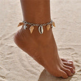 Lianfudai Anklets for Women Girls Foot Jewelry Holiday Beach Barefoot Sandals Bracelet on the leg Ankle strap Bohemian Shell Anklet