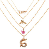 Lianfudai  gifts for her  New Multi Layer Butterfly Dragon Charms Crystal Necklaces For Women Punk Golden Angel Letter Clavicle Chain Hiphop Gifts Jewelry