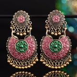 LIANFUDAI Indian Jhumka Elephant Earrings Gypsy Afghan Jewelry Retro Ethnic Antique Beads Drop Tassel Earrings for Women Bohemian Gift