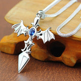 Lianfudai  Christmas Class Devil Wing Sword Cross Necklace Customized Pendant Sterling Sliver Jewelry