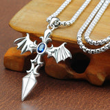 Lianfudai  Christmas Class Devil Wing Sword Cross Necklace Customized Pendant Sterling Sliver Jewelry