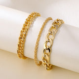 Lianfudai gifts for women  4pcs Punk Curb Cuban Chain Bracelets Set for Women Miami Boho Thick Gold Color Charm Bracelets Bangles Fashion Jewelry