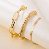 Lianfudai gifts for women  4pcs Punk Curb Cuban Chain Bracelets Set for Women Miami Boho Thick Gold Color Charm Bracelets Bangles Fashion Jewelry