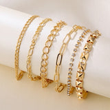 Lianfudai gifts for women  4pcs Punk Curb Cuban Chain Bracelets Set for Women Miami Boho Thick Gold Color Charm Bracelets Bangles Fashion Jewelry